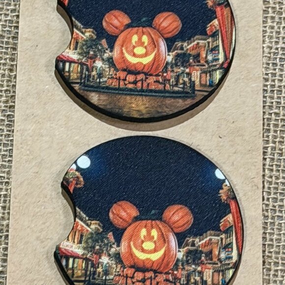 Pumpkin Mouse - Sublimated Car Coasters - Picture 1 of 3